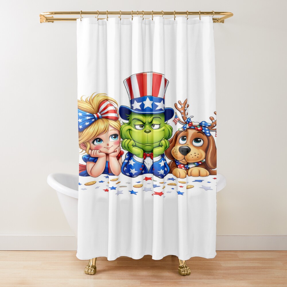 Patriotic Grinch Uncle Sam 4th Of July Shower Curtain