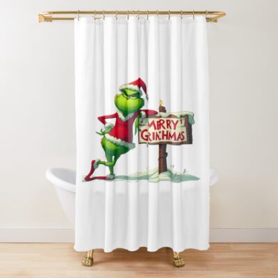 Grinch Funny Christmas Meme Holiday Design Shower Curtain