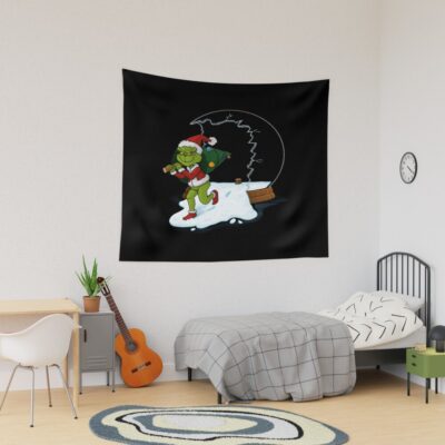 Grinch Funny Mischief Holiday Parody Art Tapestry