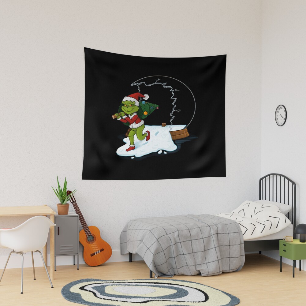 Grinch Funny Mischief Holiday Parody Art Tapestry