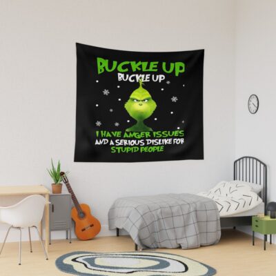 Art The Grinch Buckle Up Tapestry