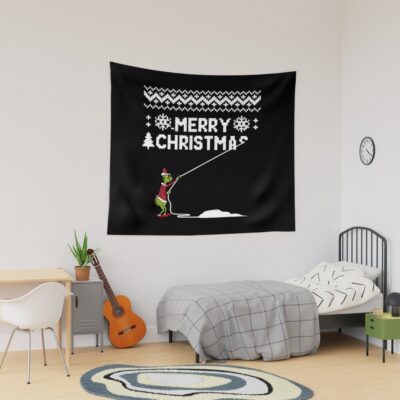 Grinch Christmas Funny Holiday Design Tapestry