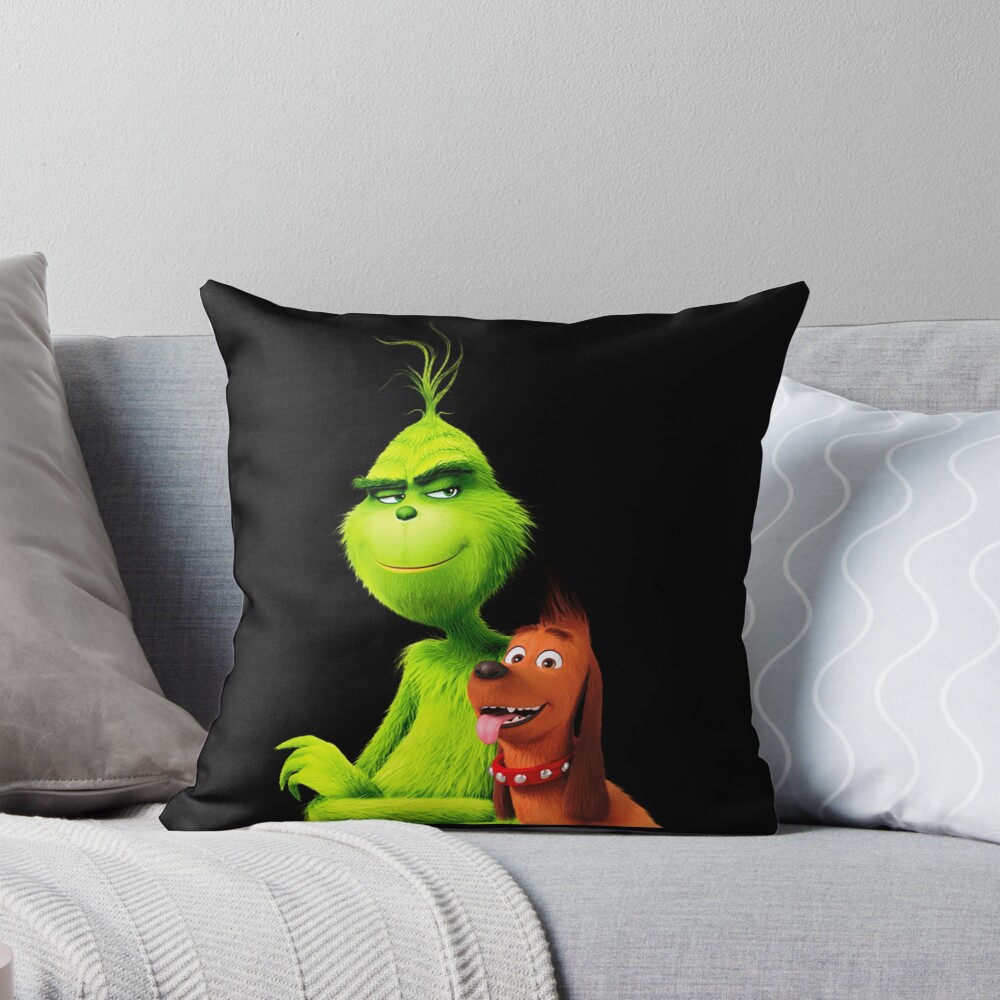 Grinchew Christmas Sticker Throw Pillow