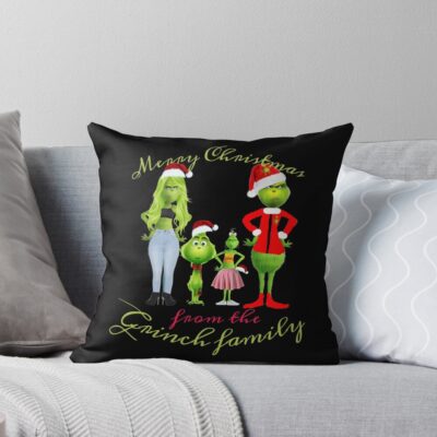 Movie The Grinch Family Throw Pillow