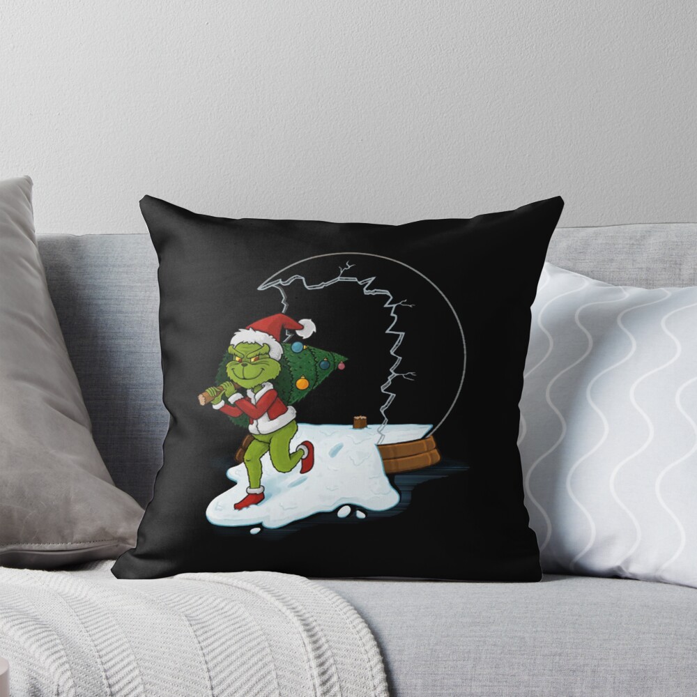Grinch Funny Mischief Holiday Parody Art Throw Pillow