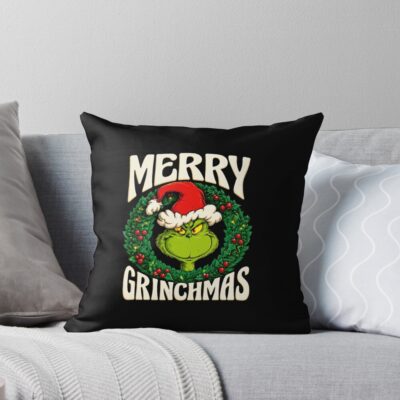 The Grinch Merry Grinchmas Graphic Throw Pillow